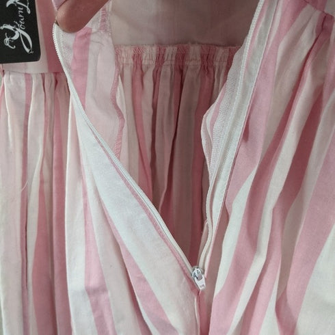 Vintage 80's Pink Seaside Cotton Dress - Size 7/8